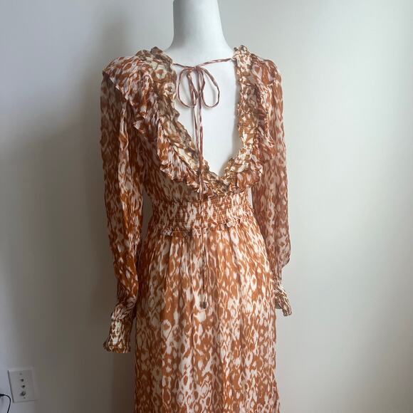 Anthropologie The Odetta Ruffled V-Neck Maxi Dress Small Boho Floral Long Sleeve - Picture 8 of 8